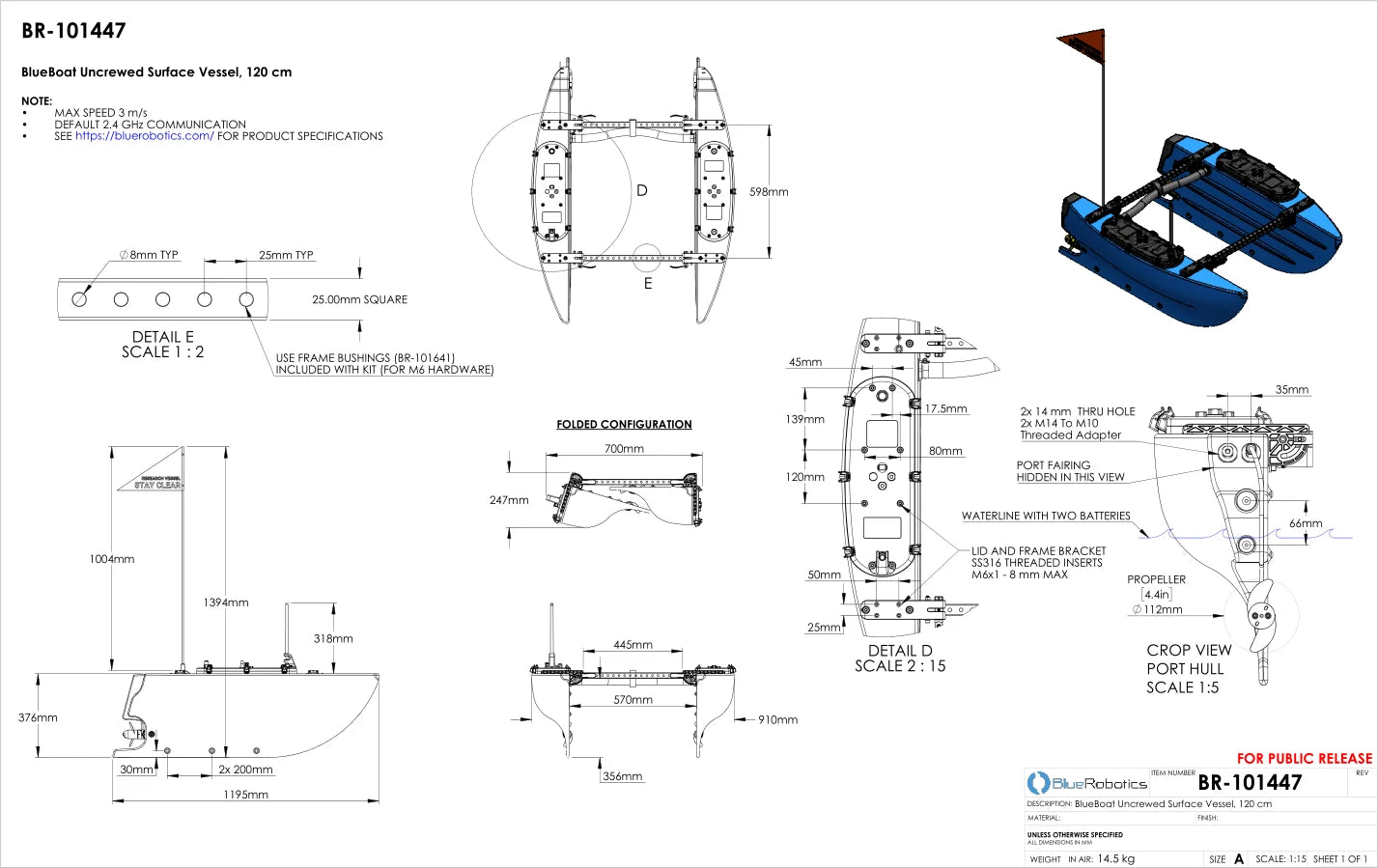 BlueBoat Uncrewed Surface Vessel - Drawing 1
