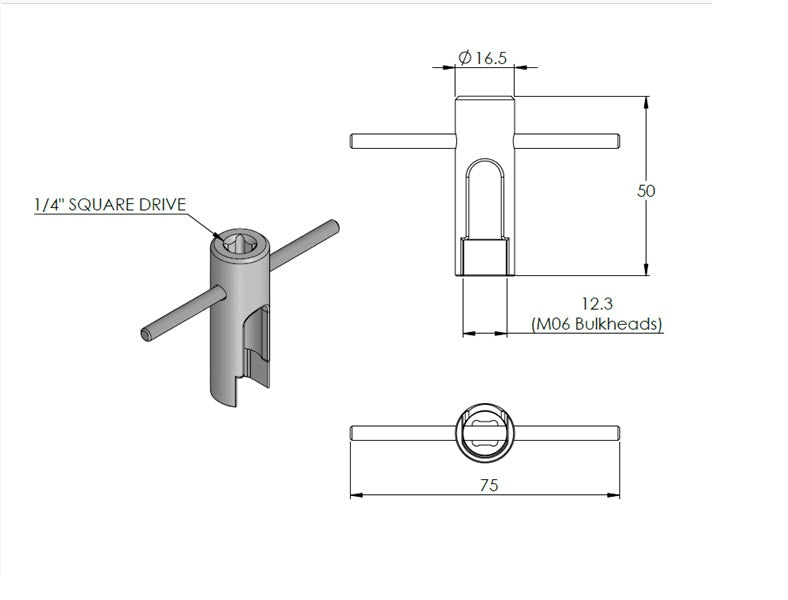 WetLink Bulkhead Wrench - Drawing 1
