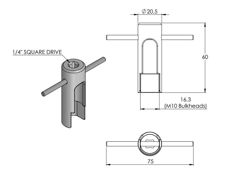 WetLink Bulkhead Wrench - Drawing 2