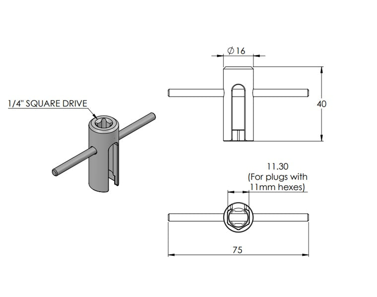 WetLink Penetrator Plug Wrench - Drawing 1