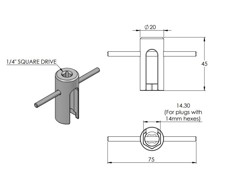 WetLink Penetrator Plug Wrench - Drawing 2