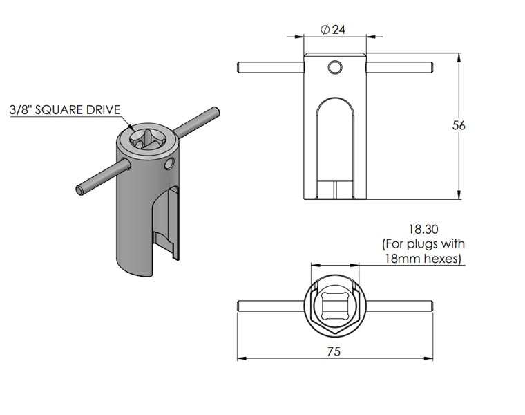 WetLink Penetrator Plug Wrench - Drawing 3
