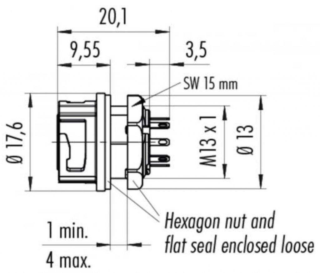 Binder 770 Bulkhead Connector - Drawing 1
